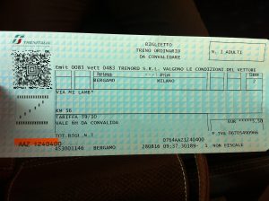 Bergamo to Milan train ticket