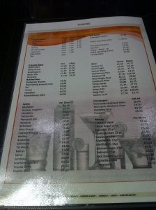 Hilton Islington drink menu