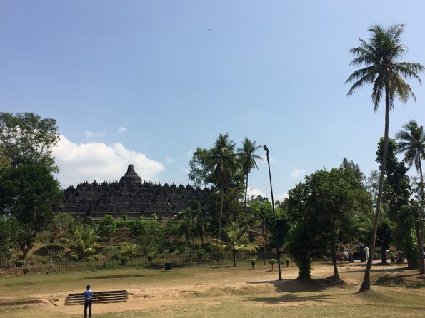 Candi Borobudur in a countryside setting