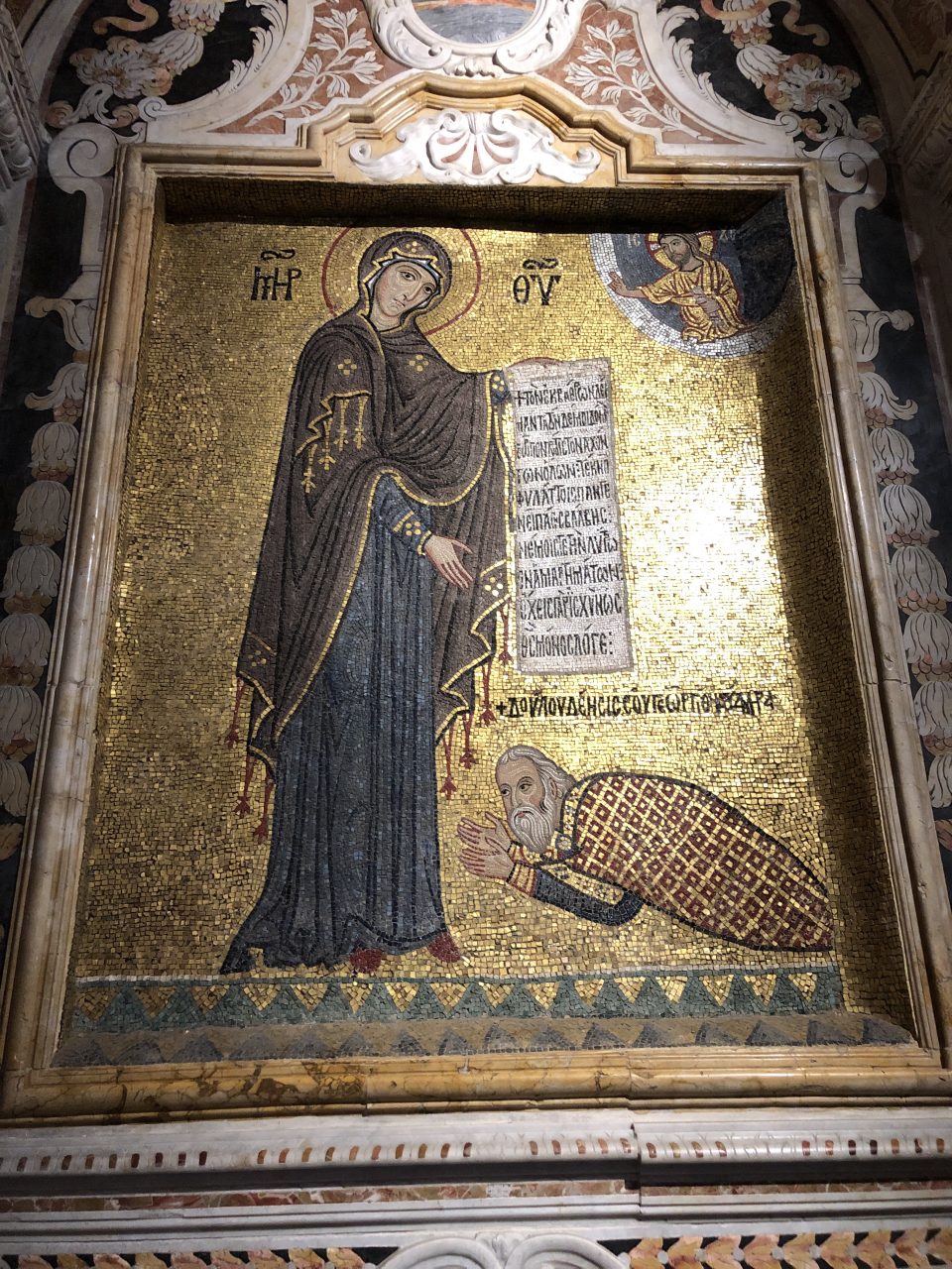 George of Antioch, the architect of Martorana Church, at the feet of Virgin Mary